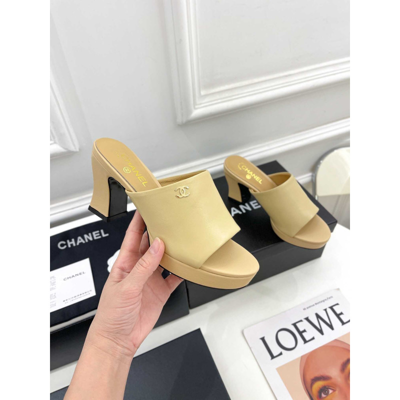 Ch*el woman heeled sandal yellow