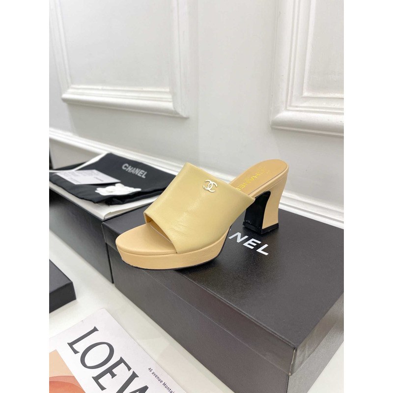 Ch*el woman heeled sandal yellow