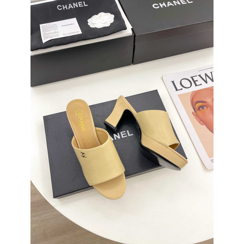 Ch*el woman heeled sandal yellow