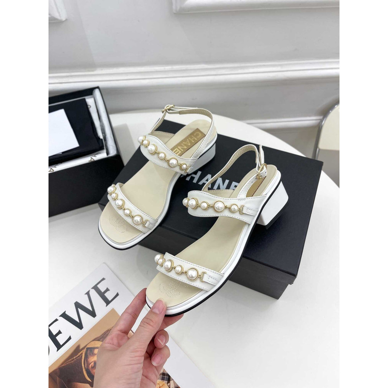 Ch*el pearl sandals white