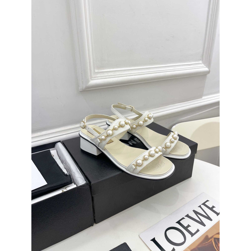 Ch*el pearl sandals white