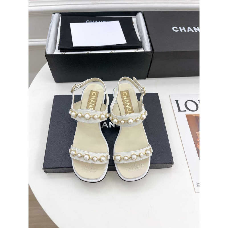 Ch*el pearl sandals white