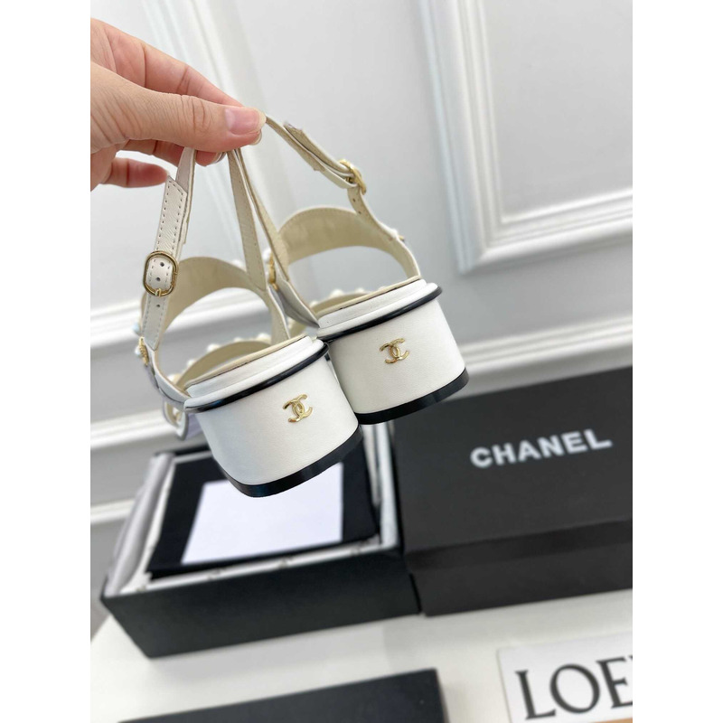 Ch*el pearl sandals white