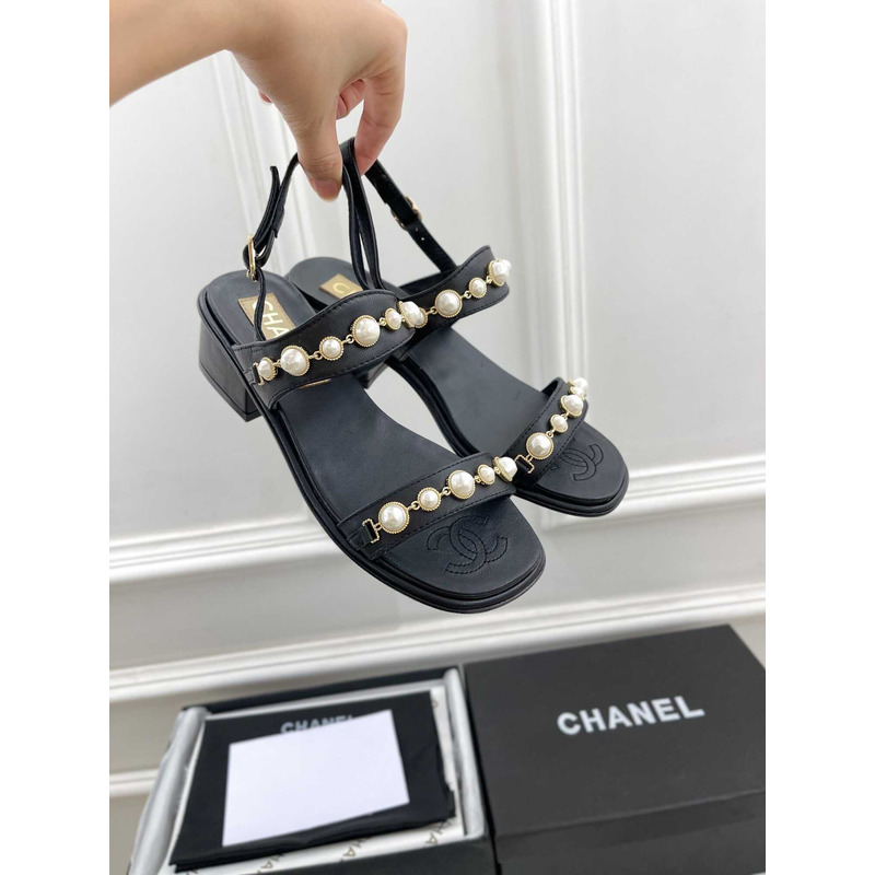 Ch*el pearl sandals black