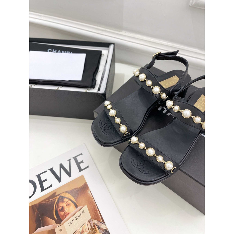 Ch*el pearl sandals black