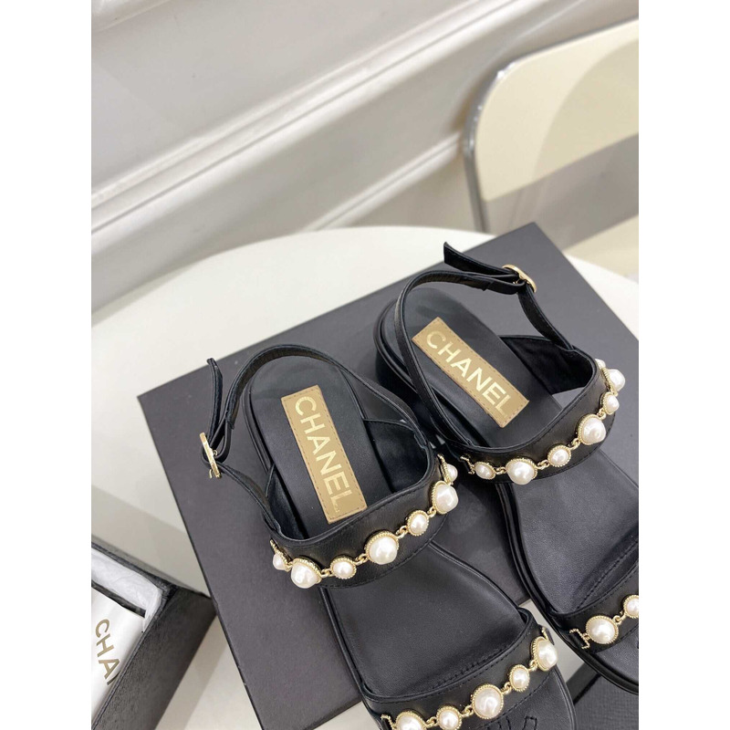 Ch*el pearl sandals black