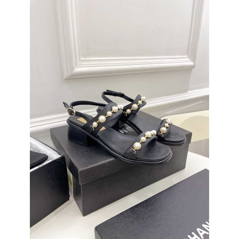 Ch*el pearl sandals black