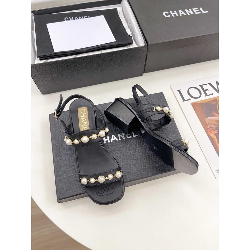 Ch*el pearl sandals black