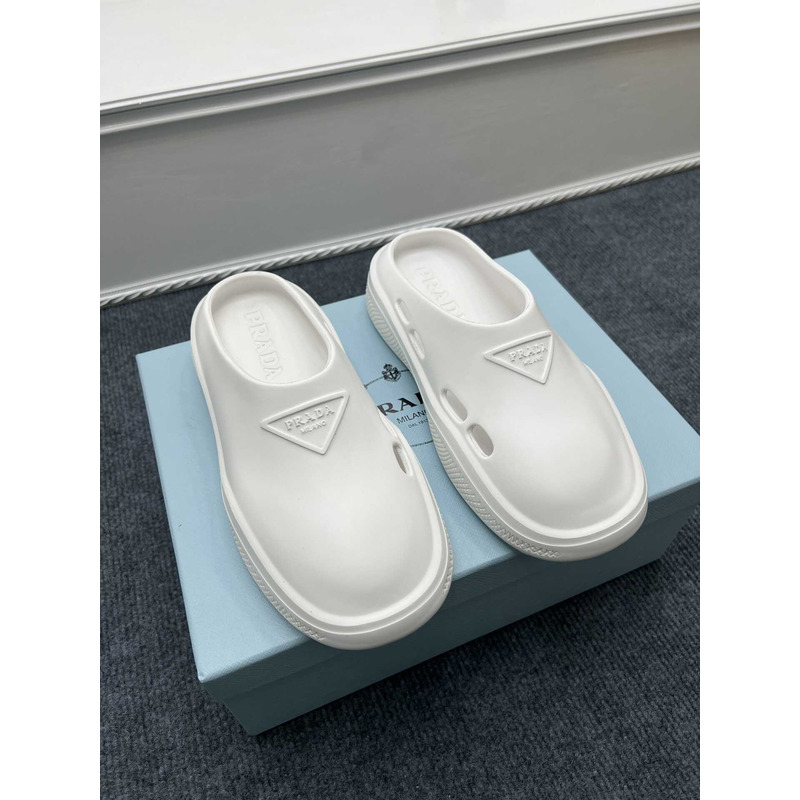 Pra*a foam rubber mules white