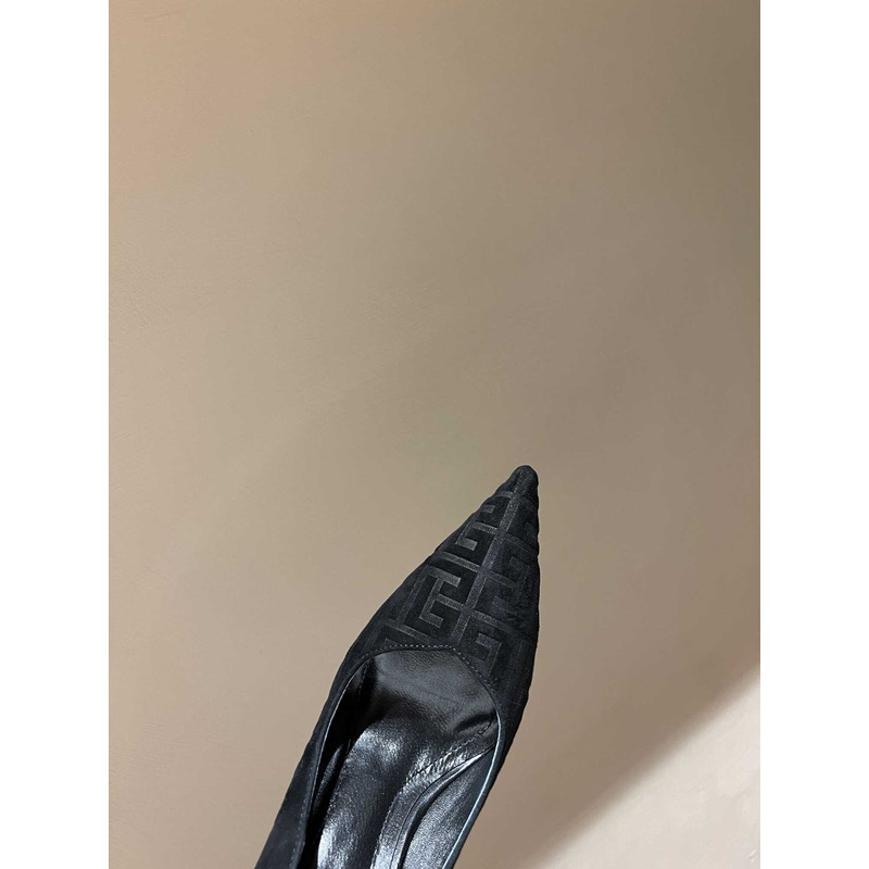 Balmain Logo Monogram Pointed Toe Pumps Black