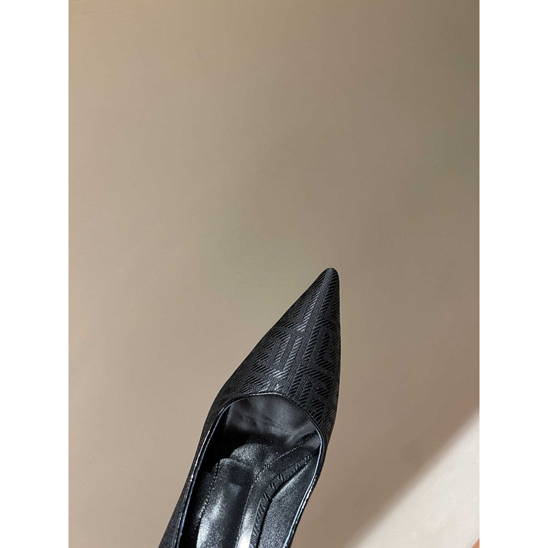 Balmain  Logo Monogram Pointed Toe Pumps Black