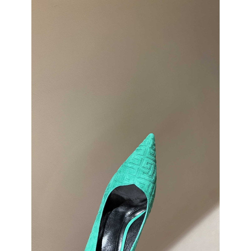 Balmain  Logo Monogram Pointed Toe Pumps Light Green