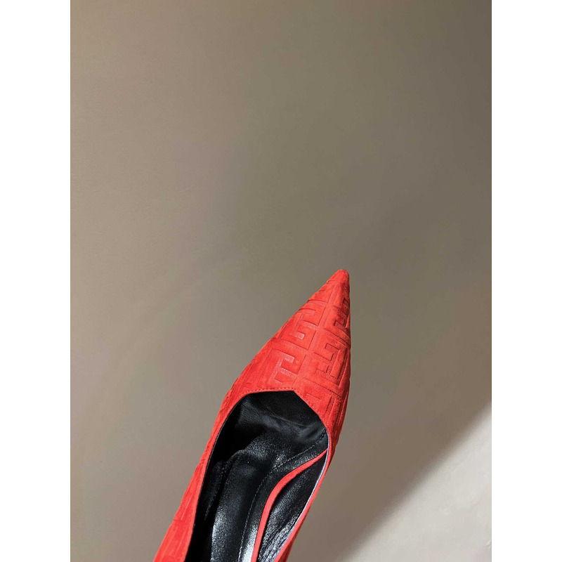 Balmain Logo Monogram Pointed Toe Pumps Red