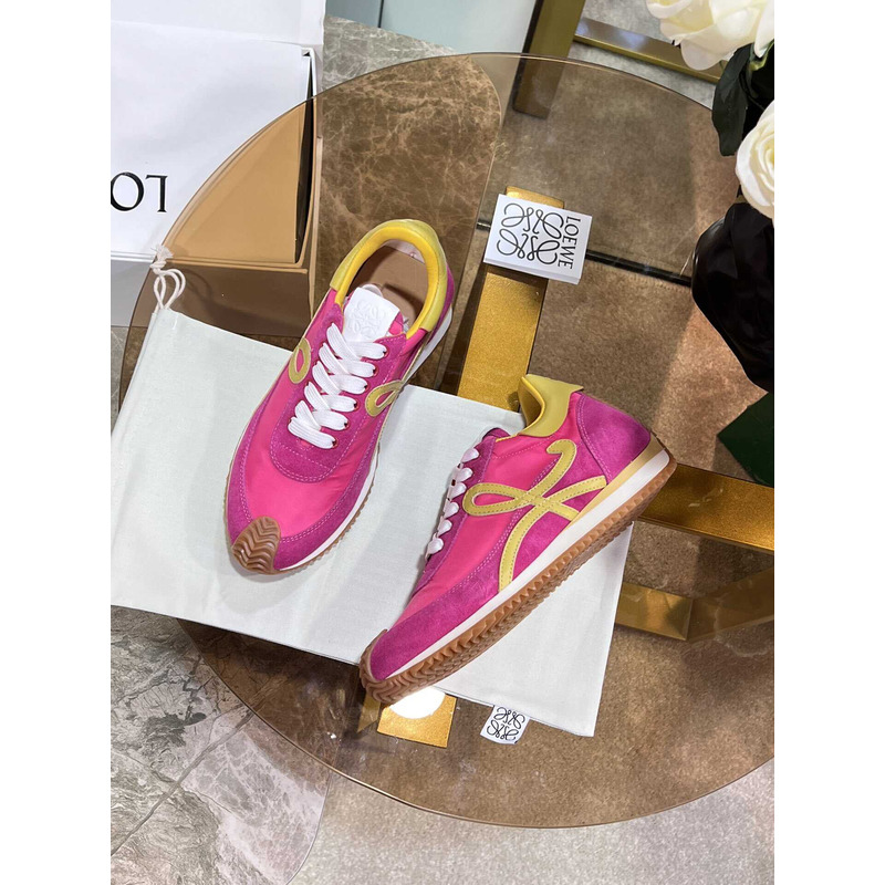 Loewe Flow Runner Logo Sneakers Pink&Yellow