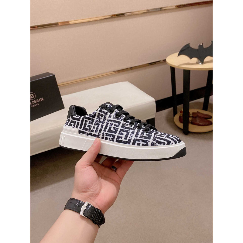 Balmain All-Over Monogram Pattern Sneakers