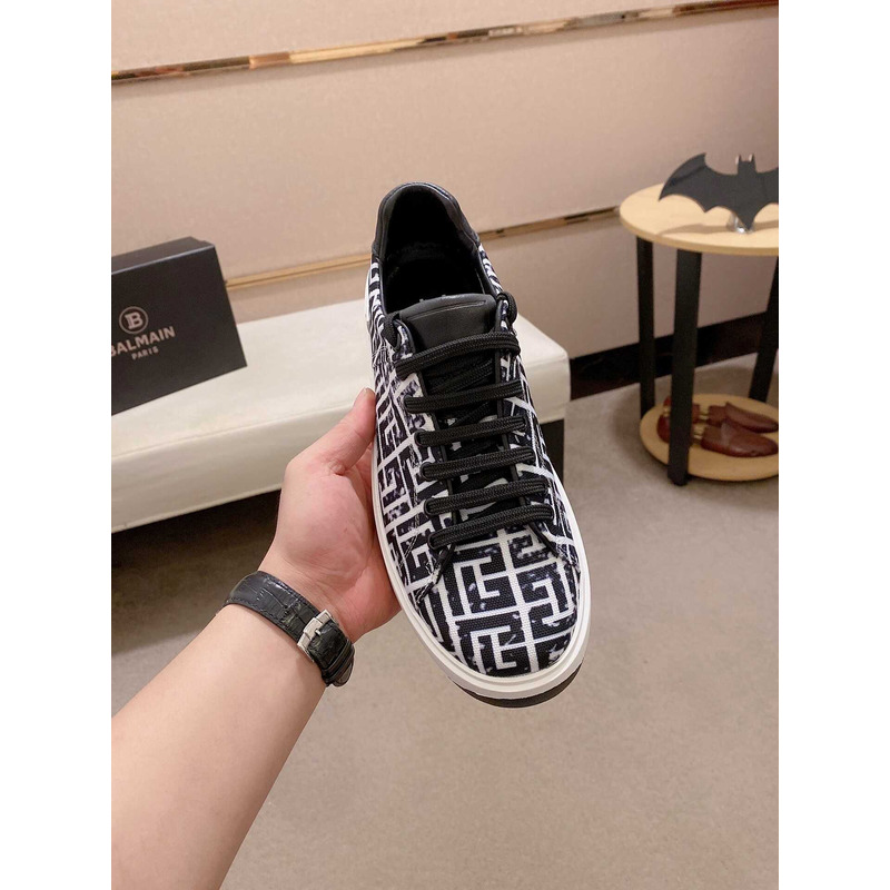 Balmain All-Over Monogram Pattern Sneakers