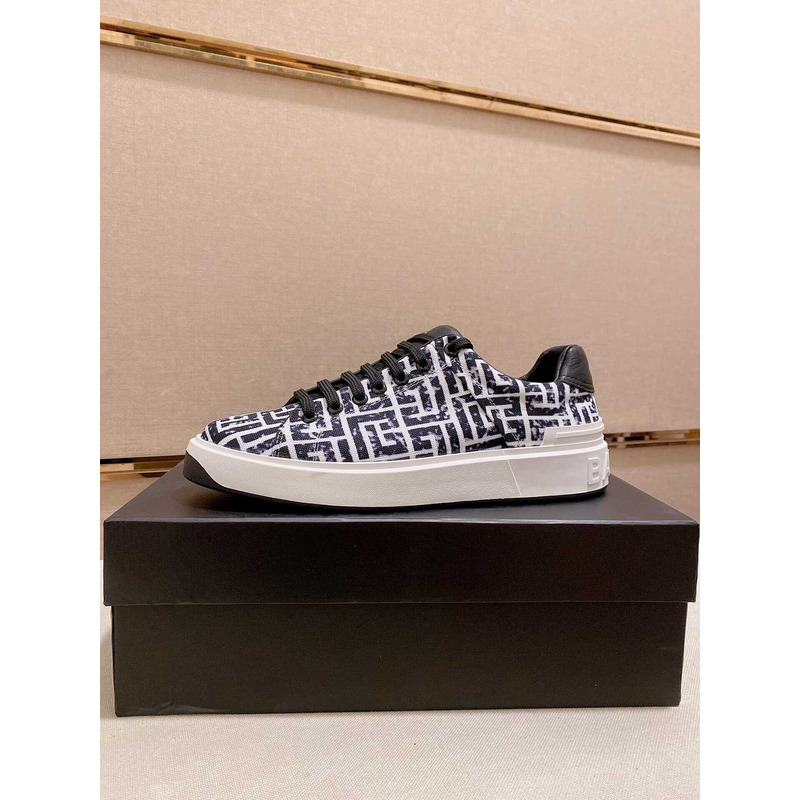 Balmain All-Over Monogram Pattern Sneakers