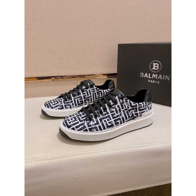 Balmain All-Over Monogram Pattern Sneakers