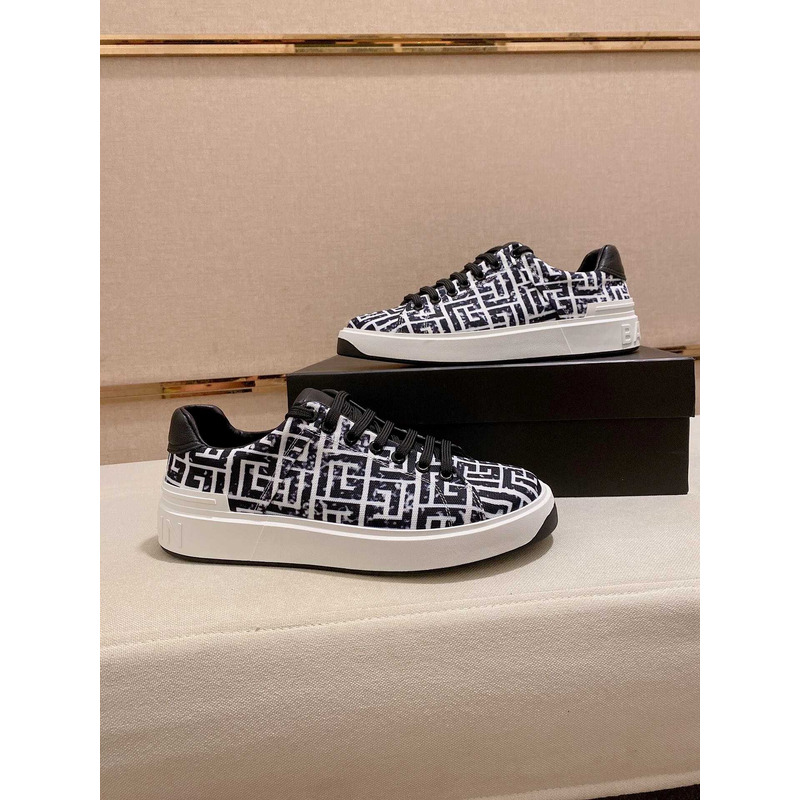 Balmain All-Over Monogram Pattern Sneakers