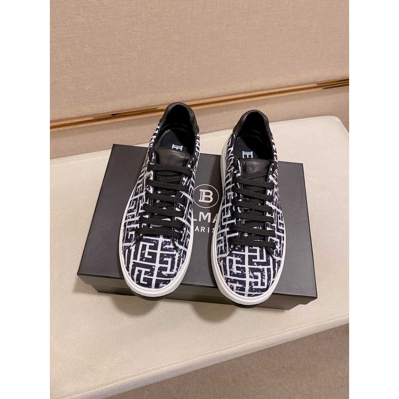 Balmain All-Over Monogram Pattern Sneakers