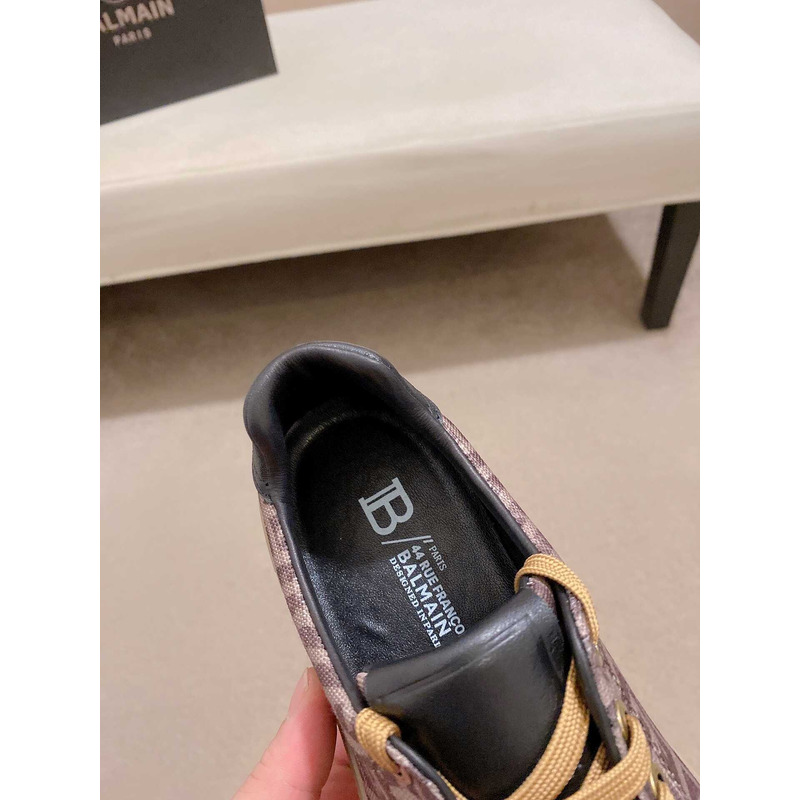 Balmain All-Over Monogram Pattern Sneakers Brown