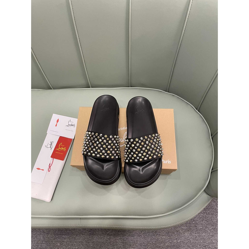 Paris Rivet Mules Black