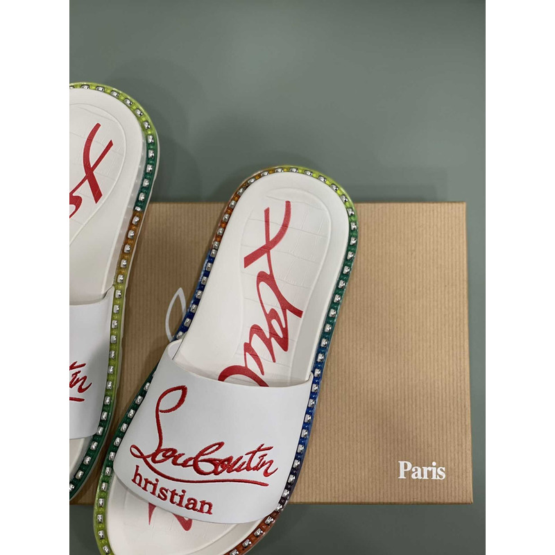 paris claquette Ch**an louboutin white