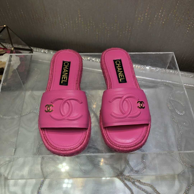 Ch*el  street style plain logo sandals pink