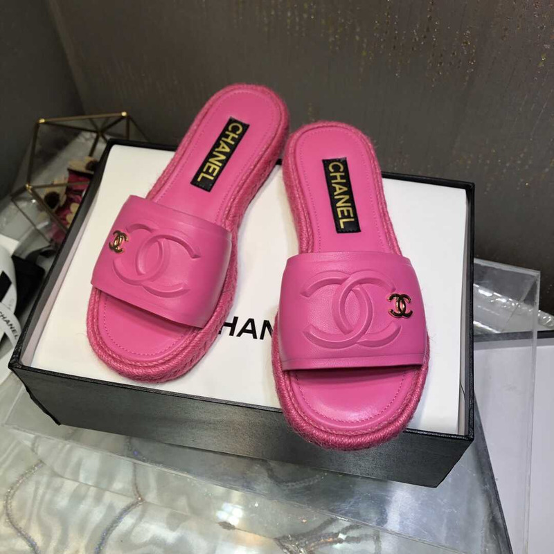 Ch*el  street style plain logo sandals pink