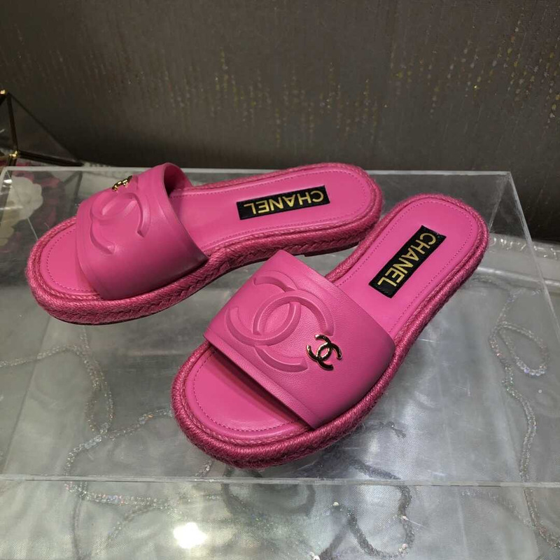 Ch*el  street style plain logo sandals pink