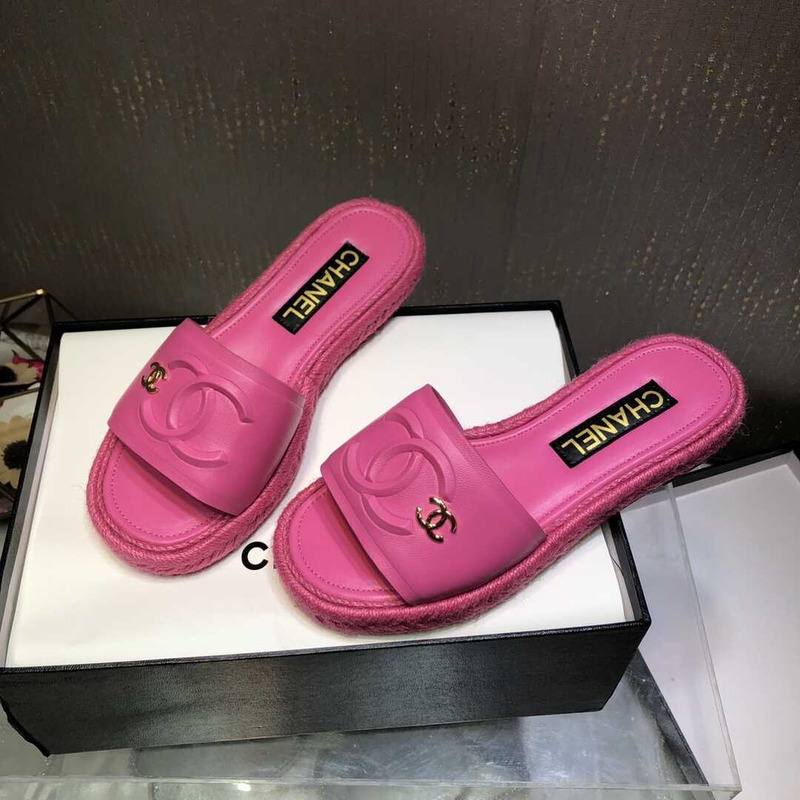 Ch*el  street style plain logo sandals pink