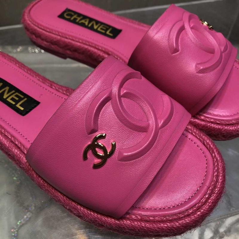 Ch*el  street style plain logo sandals pink