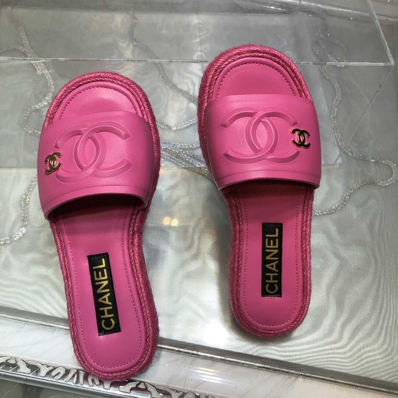 Ch*el  street style plain logo sandals pink