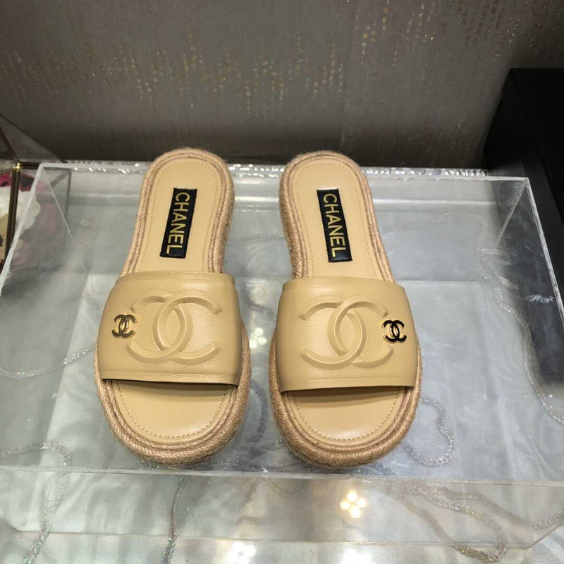 Ch*el  street style plain logo sandals yellow