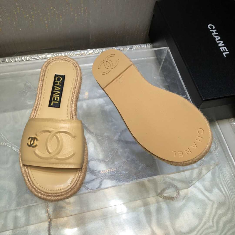 Ch*el  street style plain logo sandals yellow