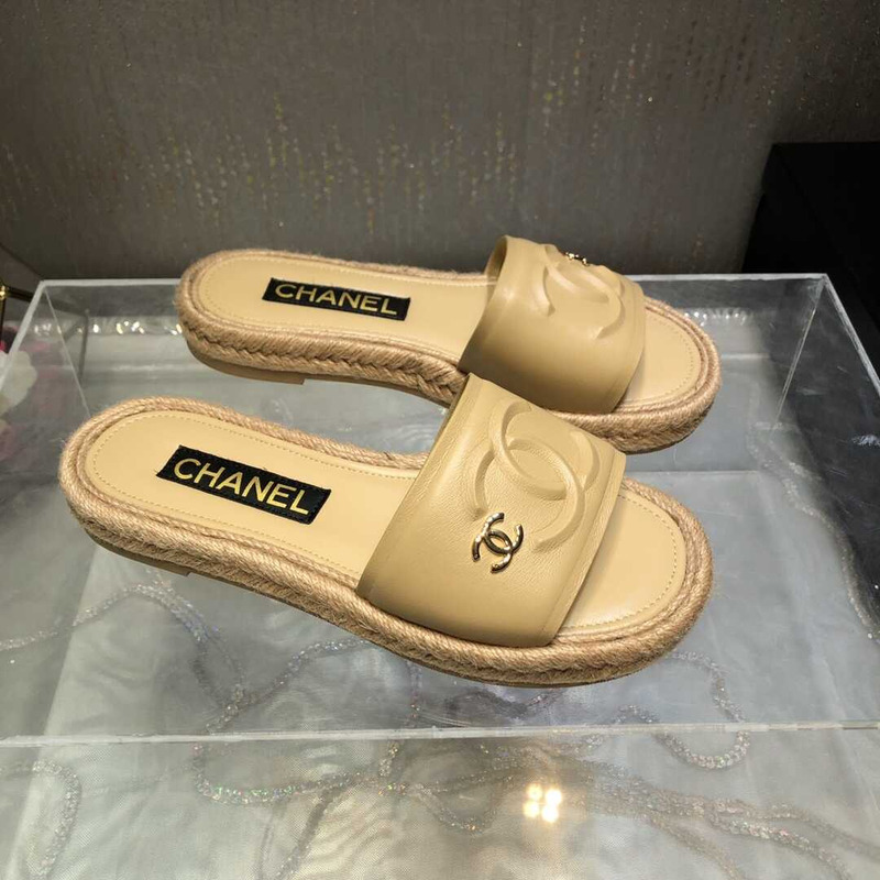 Ch*el  street style plain logo sandals yellow