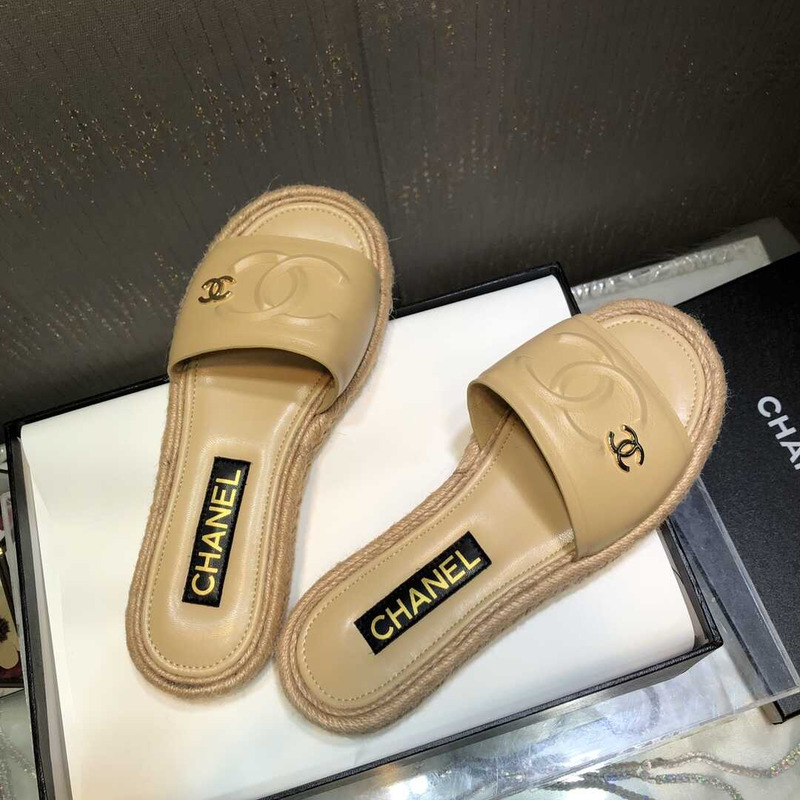 Ch*el  street style plain logo sandals yellow