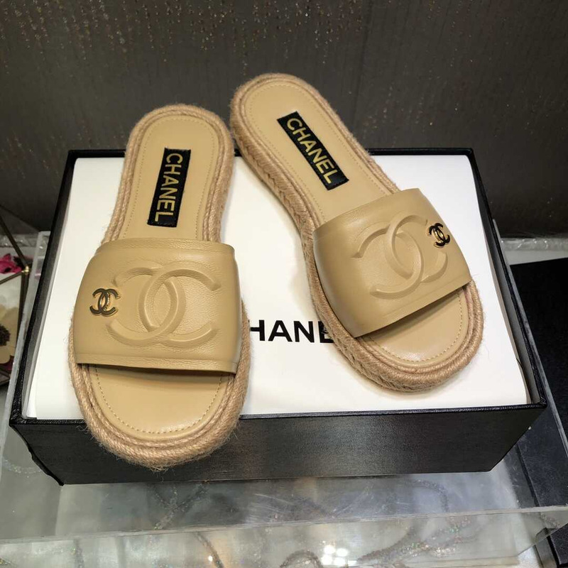 Ch*el  street style plain logo sandals yellow