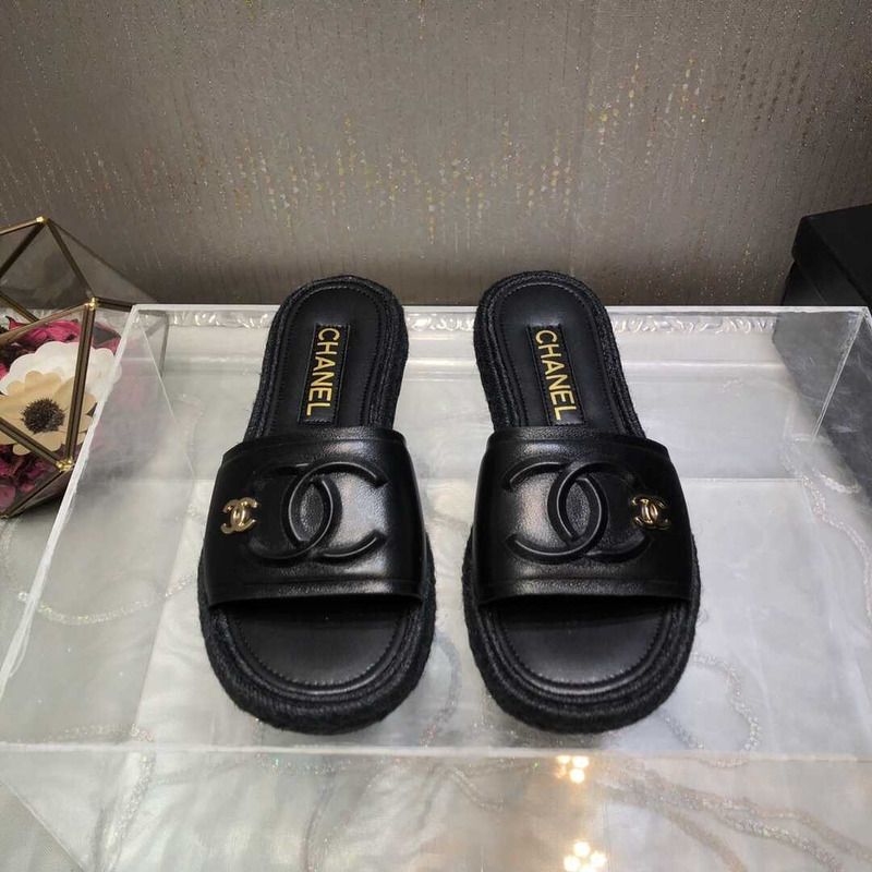 Ch*el   street style plain logo sandals black