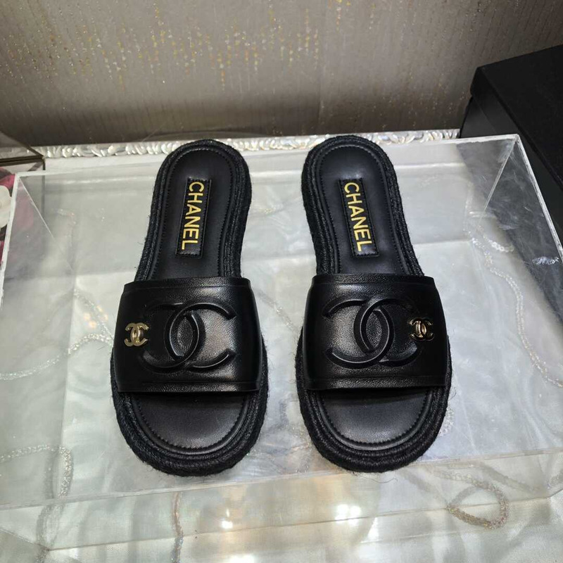 Ch*el   street style plain logo sandals black