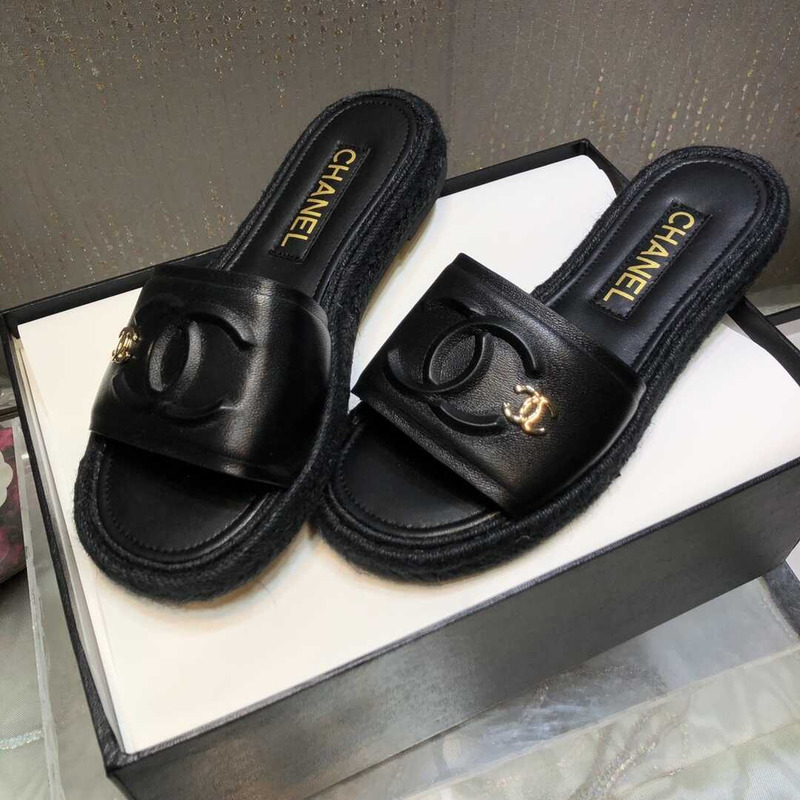 Ch*el   street style plain logo sandals black