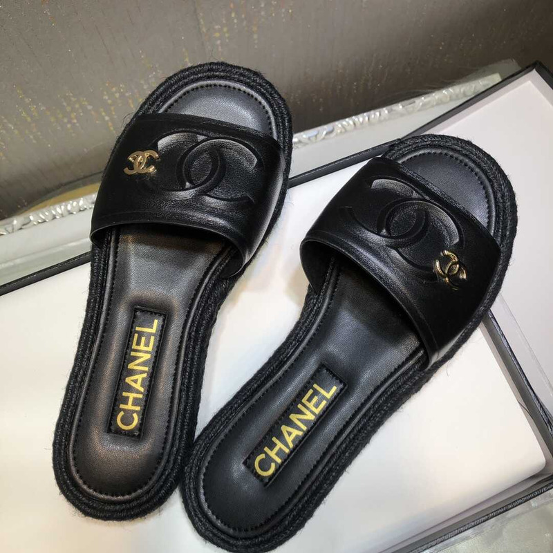 Ch*el   street style plain logo sandals black