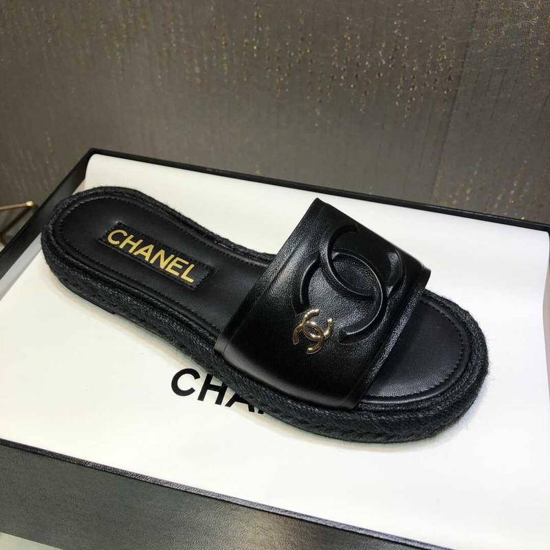 Ch*el   street style plain logo sandals black