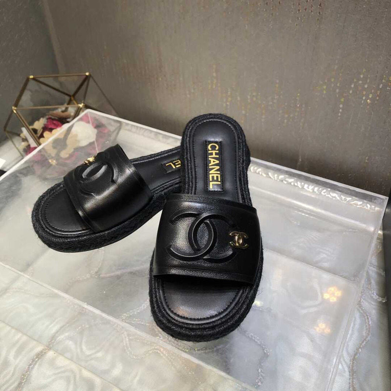 Ch*el   street style plain logo sandals black