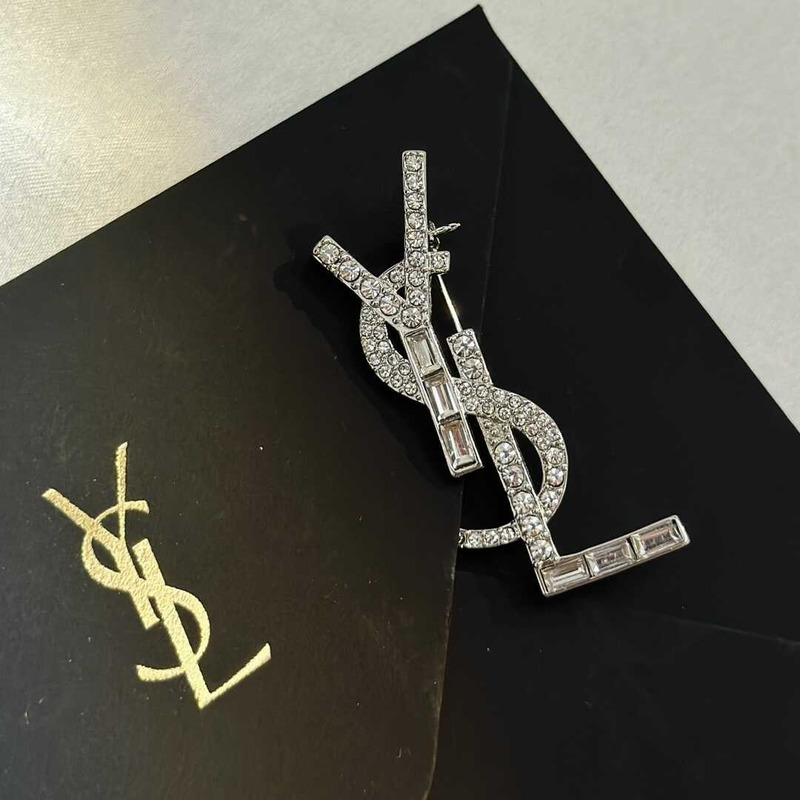 Saint Laurent OPYUM YSL Silver Brooch