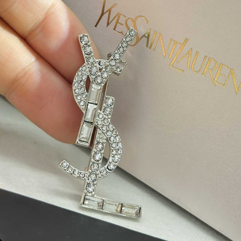 Saint Laurent OPYUM YSL Silver Brooch