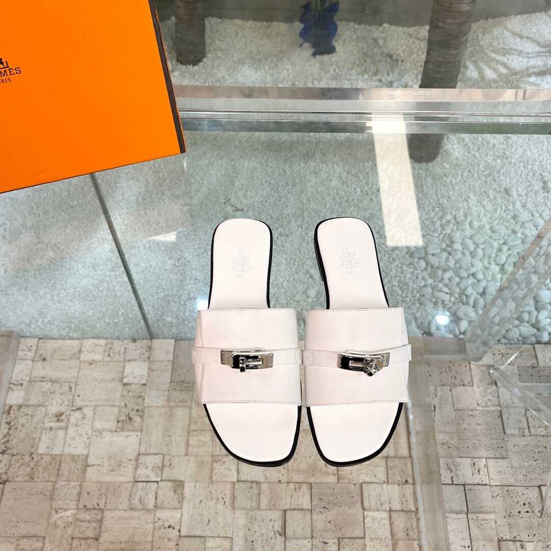 H**mes leather mules white