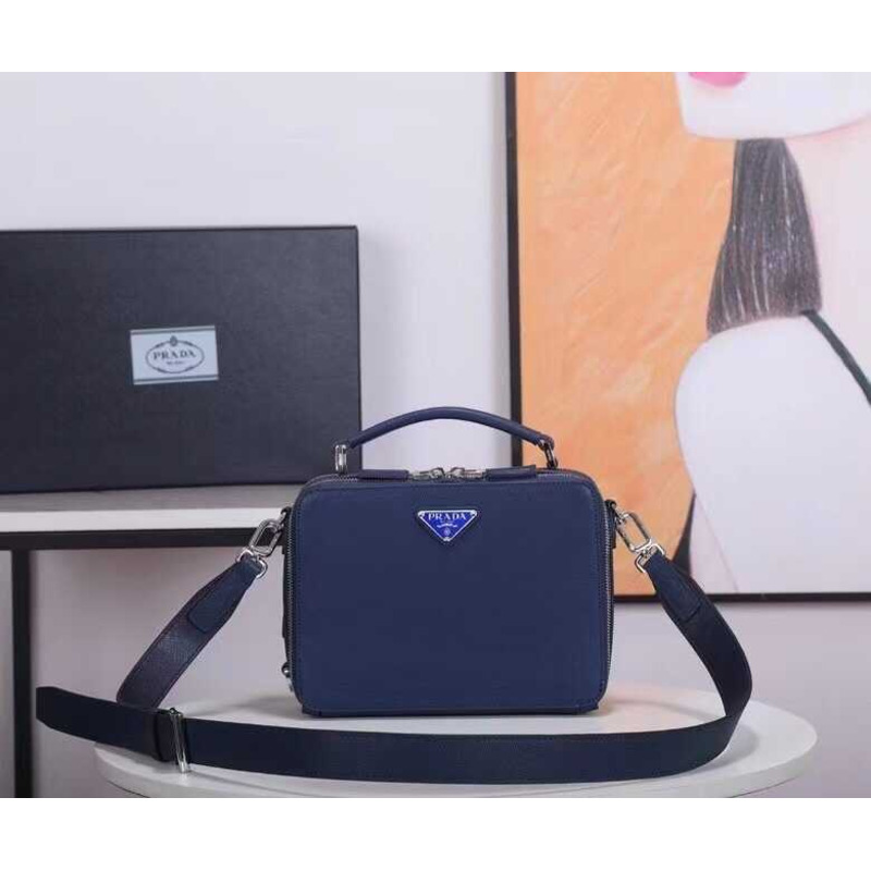 Pra*a brique saffiano leather bag blue