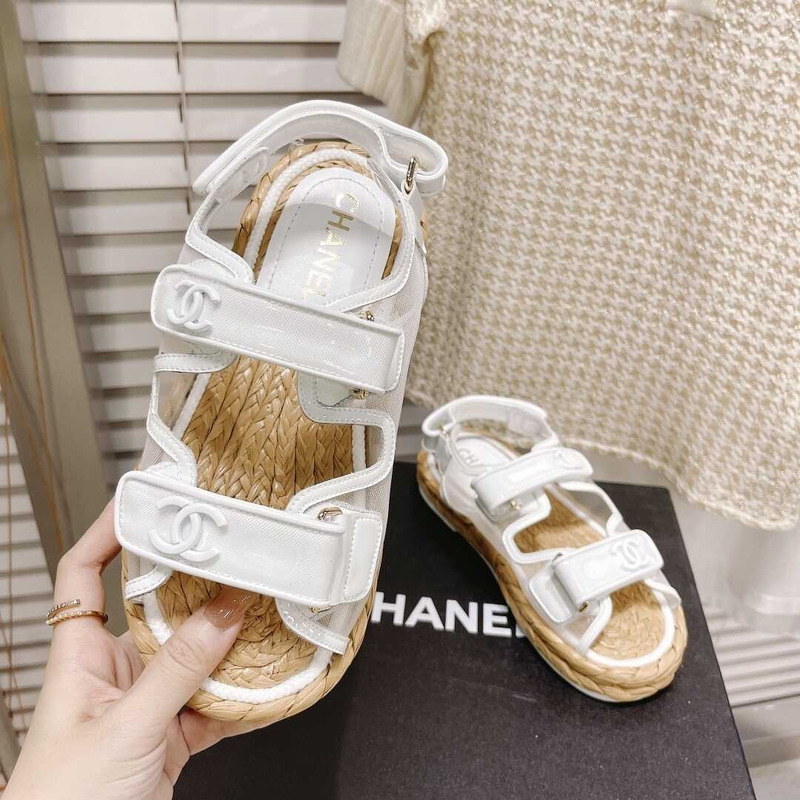 Ch*el white sandals