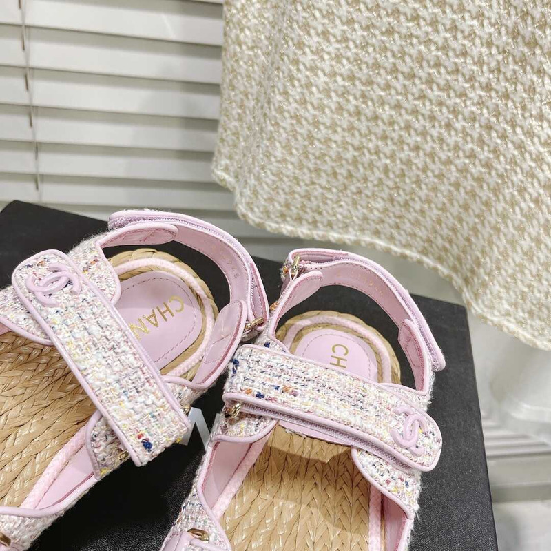 Ch*el tweed sandals pink